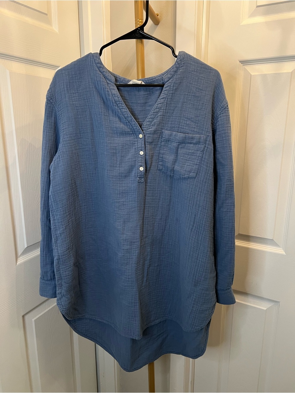Caslon Soft Blue Gauze Tunic Top 100% cotton